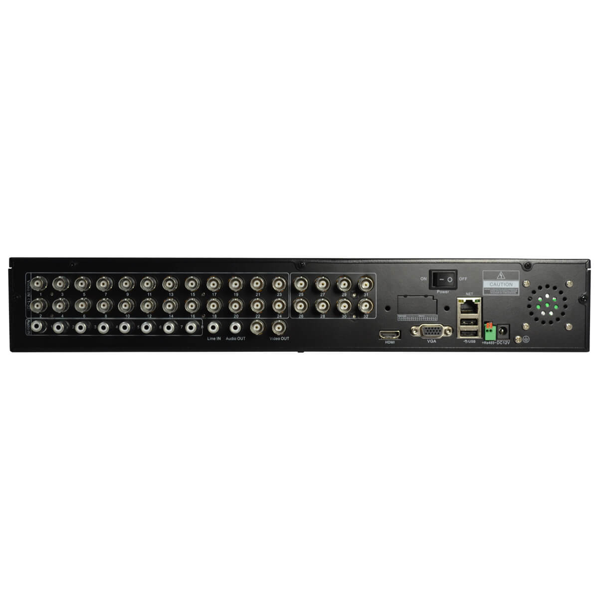 DVR 32-Ch, H264, Salidas VGA/BNC/HDMI, Audio 8-in/1-out, CIF
